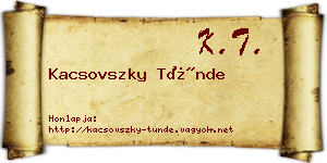 Kacsovszky Tünde névjegykártya